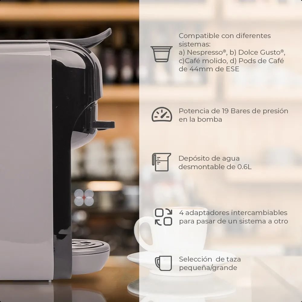 Máquina De Espresso Daewoo 4 En 1 Multi-sistema 0.6l 1450w Gris Oscuro - Image 4