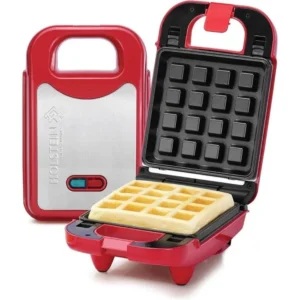 Wafflera Eléctrica Holstein Roja con Placas Intercambiables
